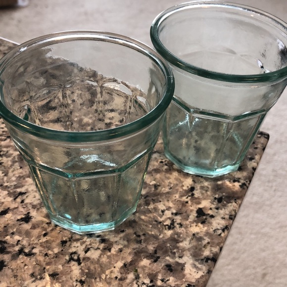Set of two vintage light blue drinking glasses